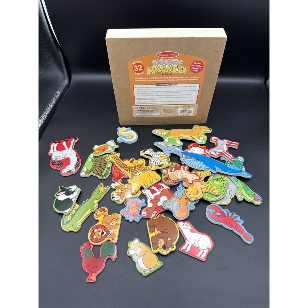 Melissa & Doug Wooden Magnets Animals 32 Magnets COMPLETE